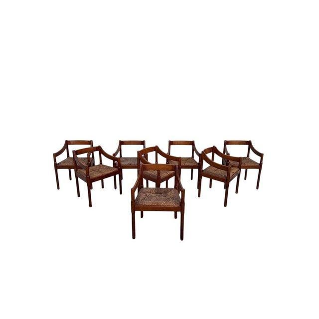 Brown Carimate Chairs by Vico Magistretti for Cassina, 1963, Set of 8 For Sale - Image 8 of 8