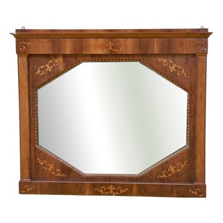 Antique Charles X Empire Octagonal Mirror in Inlaid Wood For Sale