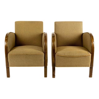 Art Deco Lounge Chairs in Birch, 1920s, Set of 2 For Sale