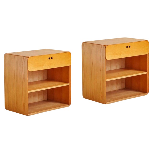 Samara Series Nightstands in Beech attributed to Derk Jan De Vries for Maisa, 1970s, Set of 2 For Sale