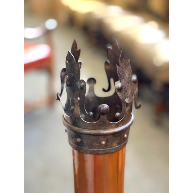 Pair of Late 20th Century Iron-Mounted Glazed Earthenware Vases For Sale - Image 4 of 5