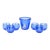 Vintage Light Royal Blue Glass Ice Bucket With Sailboat and Six Round Small Cordial Glasses For Sale