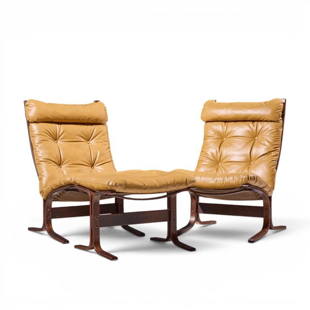 Mid-Century Modern Westnofa Mid Century Norwegian Siesta Bentwood Lounge Chairs - Pair With Ottoman For Sale - Image 3 of 13