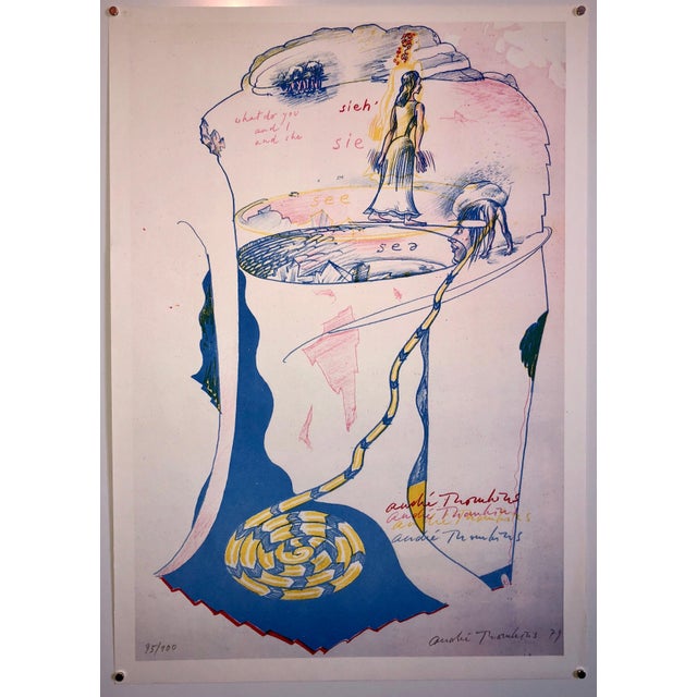 André Thomkins, 1970s Modernist Swiss Colorful Surrealism Signed Dada Lithograph Andre Thomkins, 1979 For Sale In Miami - Image 6 of 6