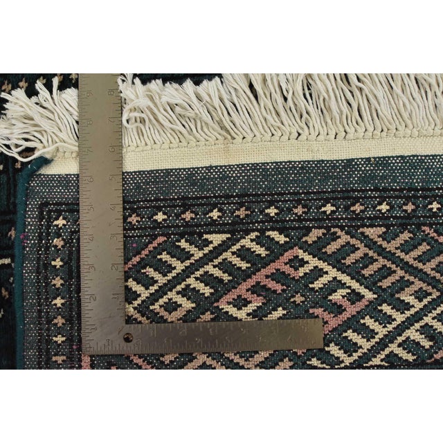 Bokhara Rug 3’7” X 5’9” Green Wool Tribal Hand-Knotted Oriental Carpet For Sale - Image 12 of 12