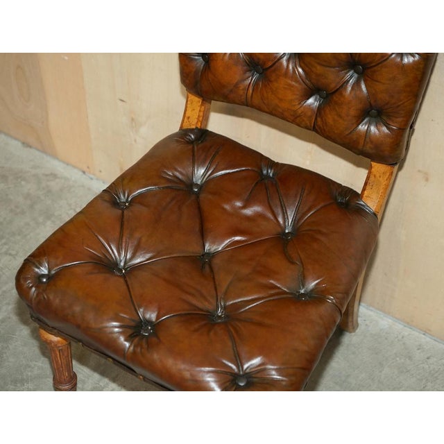 Antique Regency Brown Leather & Oak Chesterfield Desk Chair, 1820s For Sale - Image 12 of 18