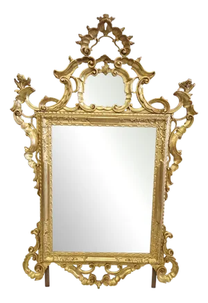Large Louis XV Mirror in Carved and Gilded Wood, 1940s