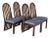 Set of 4 Oak Arched Dining Chairs With Blue Velvet Upholstered Seats For Sale