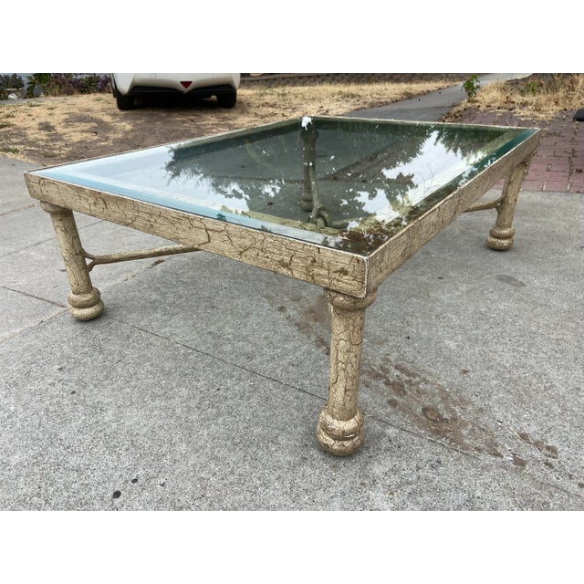 1960s 1960s Wrought Iron Rustic Glass Coffee Table For Sale - Image 5 of 12