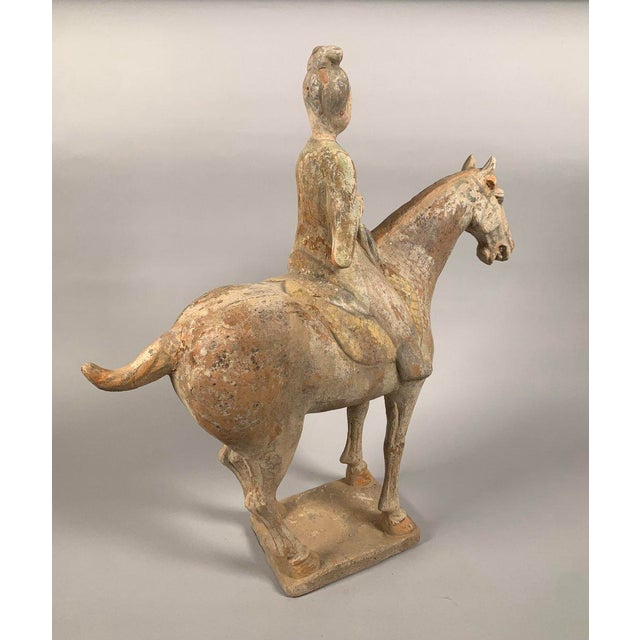 Ceramic Terracotta Sculpture of a Horseman, Han Dynasty, 206 BC - 220 AD, Mingqi, China For Sale - Image 7 of 12