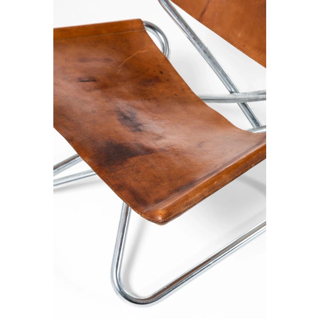 Scandinavian Modern Danish Leather and Steel Z Side Chair by Erik Magnusson for Torben Ørskov, 1968 For Sale - Image 4 of 9