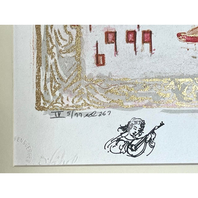 Printmaking Materials Original Lithograph of a Girl With a Bugle Artist Signed. For Sale - Image 7 of 8