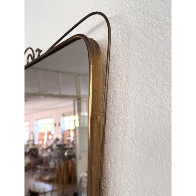 Large Mid-Century Italian Wall Mirror with Brass Frame, 1950s For Sale - Image 12 of 18