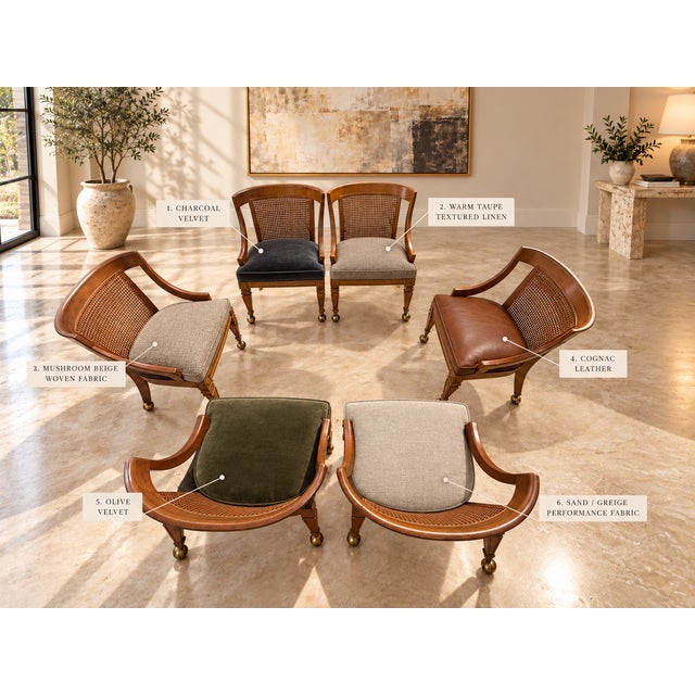 Circa 1960s–1970s Regency Revival Cane-Back Armchairs – Set of 6 For Sale - Image 10 of 13
