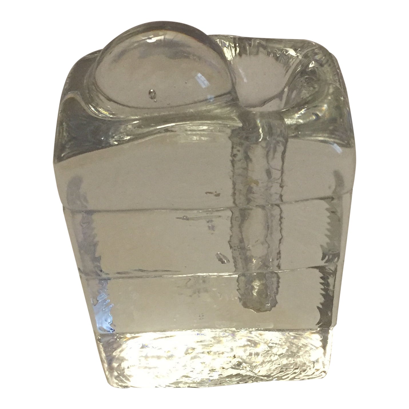 MidCentury Modern Solid Molten Glass Cube Bud Vase Chairish