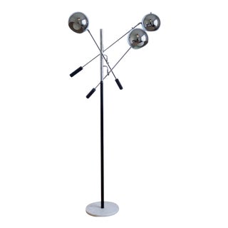 3 Arm Chrome Eyeball Floorlamp With Italian Marble Base For Sale