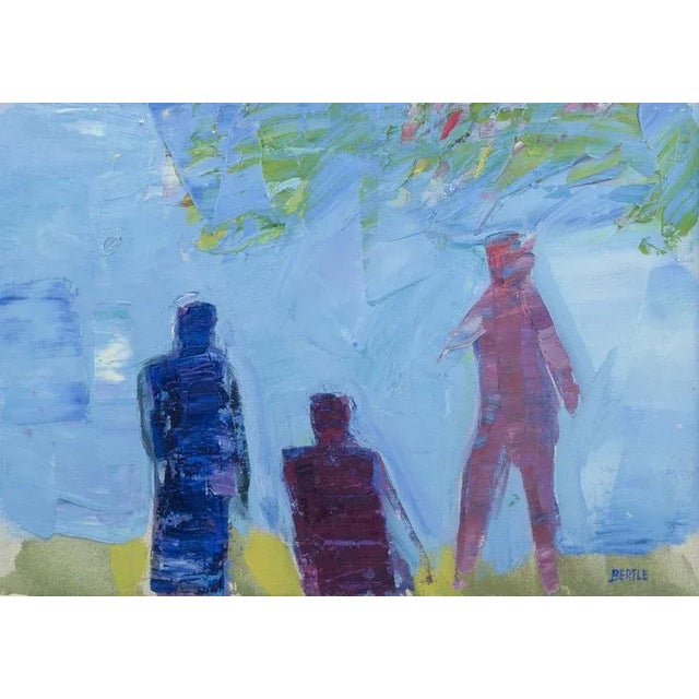 White Lars Bertle, Three People in a Landscape, 1960s, Oil on Canvas For Sale - Image 8 of 8