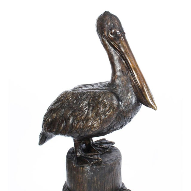 Black Bronze Pelicans on Mooring Posts, Late 20th Century, Set of 2 For Sale - Image 8 of 17