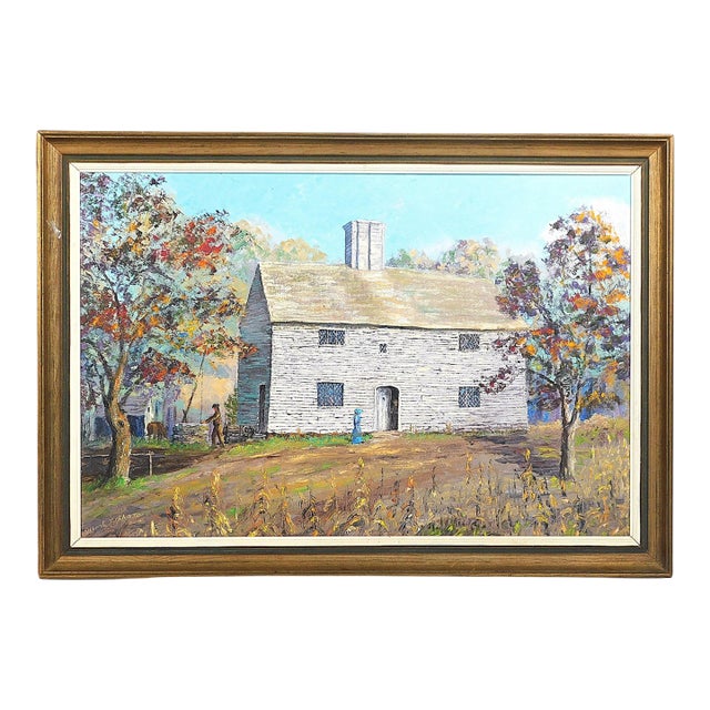 Albert E. Latham (New York, 1909–1976), "Early Settler Days", Oil on Canvas For Sale
