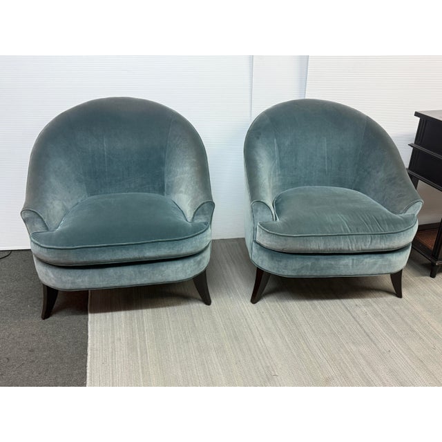Design Plus Gallery presents a Pair of Modern Luxury Velvet Club Chairs by Boiler & Co. The chairs were designed by...
