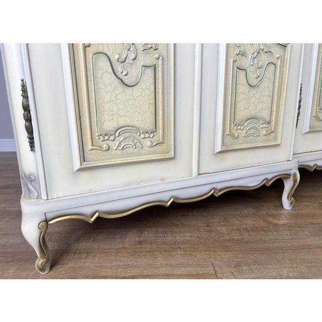Wood Vintage French Shabby Chic Wardrobe For Sale - Image 7 of 18