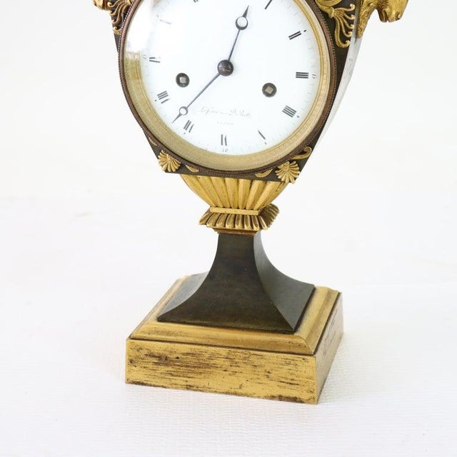 Antique Lefèvre DeBelle French Empire Ebonized & Gilt Bronze Mantle Clock C1820 For Sale - Image 4 of 10