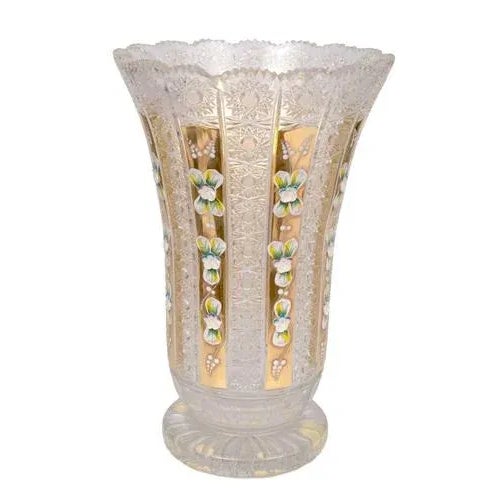 Crystal Vase with Enamel Painting For Sale - Image 4 of 4