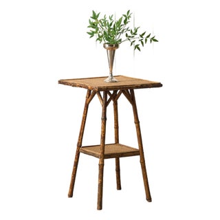 19th Century Tortoise Bamboo Two Tier Single Side Table For Sale