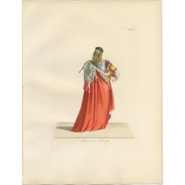 Gold P. Mercuri, Medieval Courtly Costumes and Figures, 1845, Lithograph, Set of 10 For Sale - Image 8 of 14