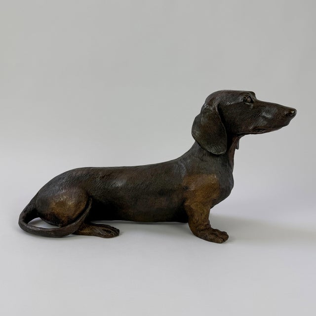 Late 20th Century Late 20th Century Bronze Dachshund Sculpture – Long Body Dog Statue - 20"l For Sale - Image 5 of 10