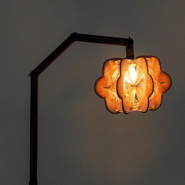 Vintage Danish Floor Lamp with Woven Shade, 1960s For Sale - Image 4 of 17