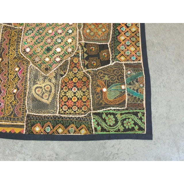 Indian Indian Patchwork With Mirrors Wall Hanging or Wall Tapestry - 38 X 55 For Sale - Image 3 of 7