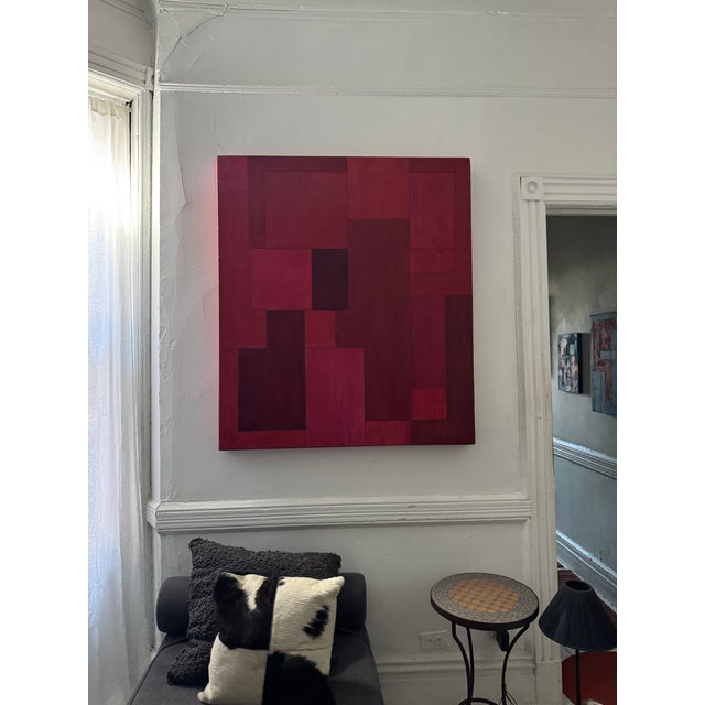 Abstract Geometric Red Oil Painting by Stephen Cimini For Sale In New York - Image 6 of 11