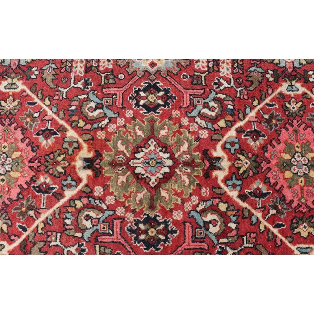 Mid 20th Century Semi Antique Persian Mahal Rug With Medallion Design in Jewel Tones For Sale In Atlanta - Image 6 of 13