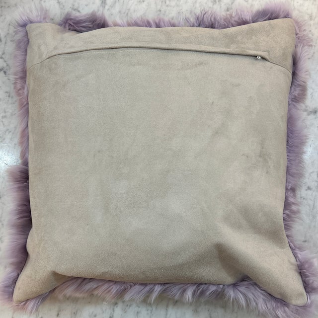 Light Purple Alpaca Pillow Suede Back For Sale In Miami - Image 6 of 7