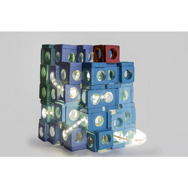 Single-fired ceramics made with natural earth colors and oxides. Signed by Maker, European Plug (up to 250V).