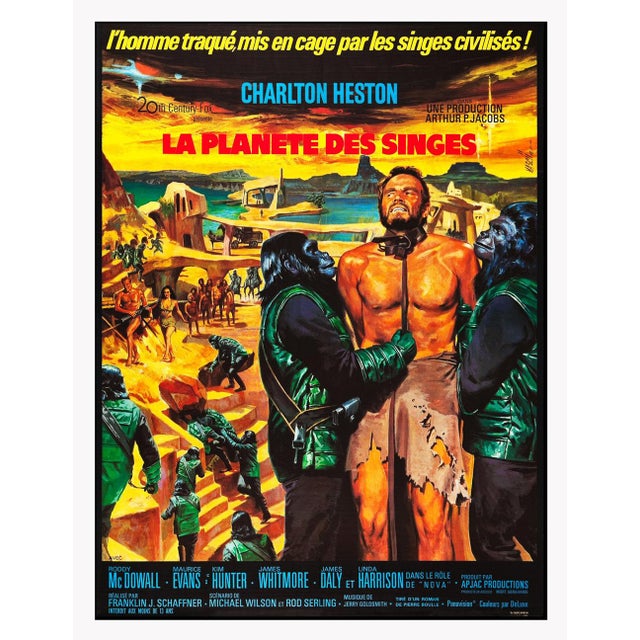 Planet Of The Apes Original Vintage Huge Oversize Film Poster Linen-backed 1968 Huge Oversize Original French film poster...