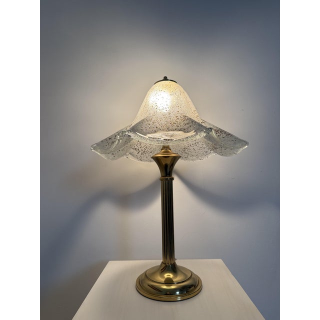 Gold Mid-Century Glass Table Lamp with Golden Flakes, 1970s For Sale - Image 8 of 18