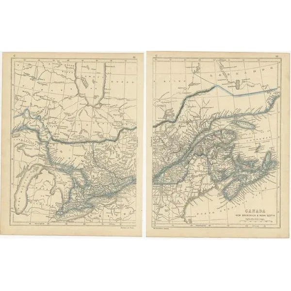 Antique Maps of Canada, New Brunswick and Nova Scotia by Lowry, 1852, Set of 2 For Sale - Image 4 of 5