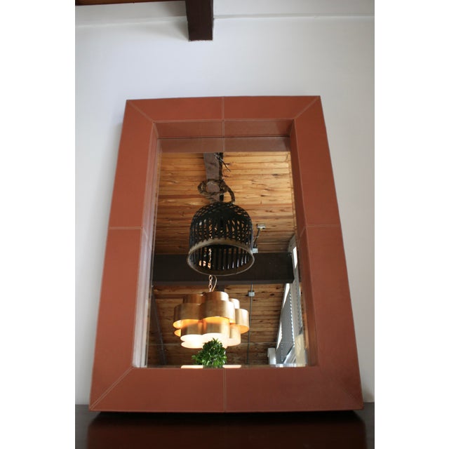 Mid-Century Modern Brooke Leather Mirror For Sale - Image 3 of 5
