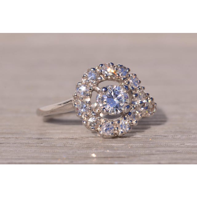 Silver The Hol: Hollywood Glam Era Natural Diamond Engagement Ring in White Gold For Sale - Image 8 of 11