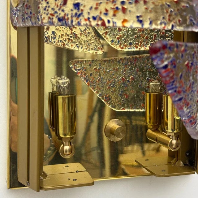 Mid-Century Italian Modern Style Murano Glass and Brass Sconces, 1980, Set of 2 For Sale - Image 10 of 11