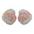14K Gold Pink Sapphire and Diamond Heart Shaped Cluster Clip On Earrings For Sale