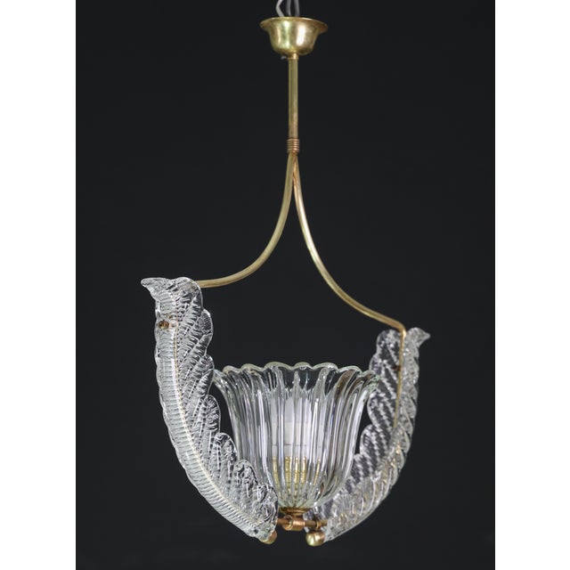1950s 1950s Fascinating Art Deco Pendant Murano Glass Chandelier by Ercole Barovier For Sale - Image 5 of 17