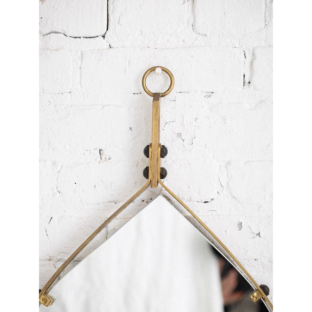 Mid-Century Modern Teardrop Brass-Framed Mirror Attributed to Santambrogio and De Berti For Sale - Image 3 of 6