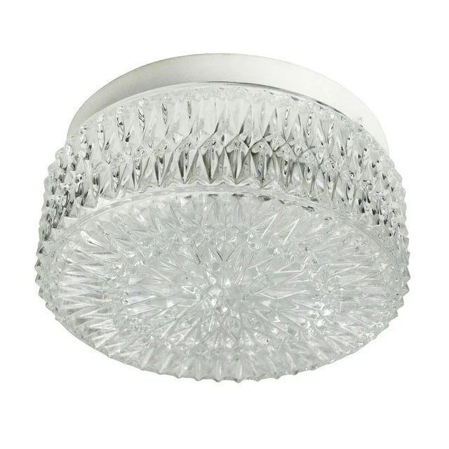 Mid-Century Round Clear Glass Flush Mount For Sale - Image 10 of 10