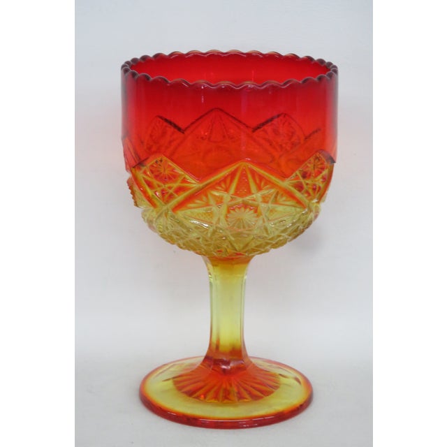 Mid-Century Modern Viking Glass Amberina Yesteryear Star Footed Compote Goblet Cadmium Glow 5877b For Sale - Image 3 of 14