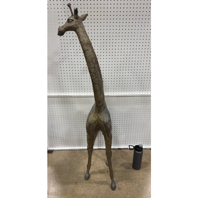 Late 20th Century Late 20th Century 54” Vintage Large Heavy Brass Detailed Giraffe Sculpture For Sale - Image 5 of 9