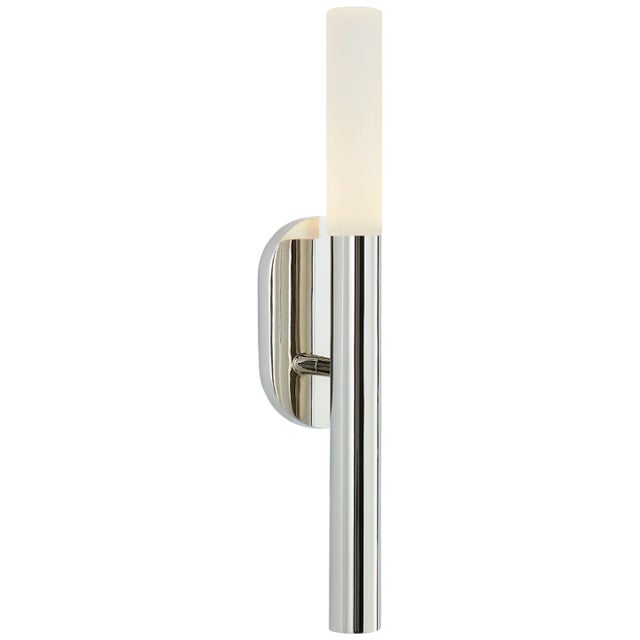Modern Kelly Wearstler for Visual Comfort Signature Rousseau Small Bath Sconce in Polished Nickel with Etched Crystal For Sale - Image 3 of 4