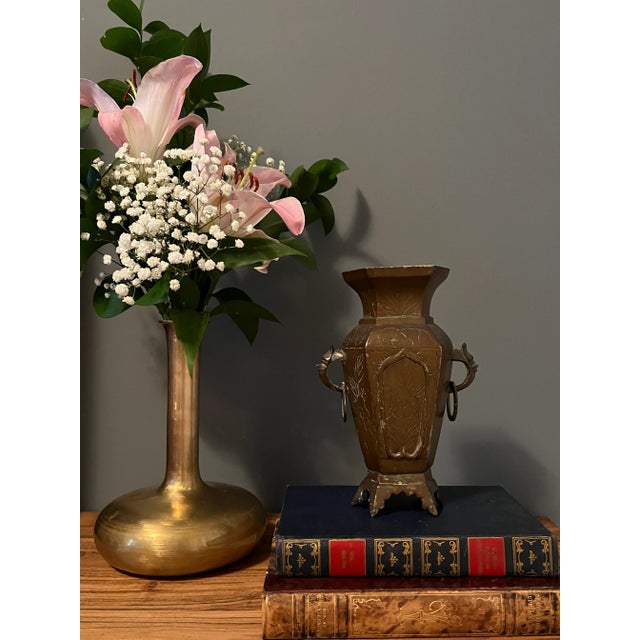 Antique 1910s Chinese Brass Vase/ Urn For Sale - Image 4 of 7